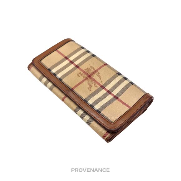 🔴 Burberry Long Snap Wallet - Haymarket Check Brown - Picture 3 of 10